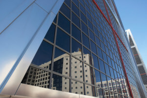 Low angle view of a modern commercial building